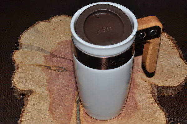 Ceramic Tumbler with Wood Handle 12 oz